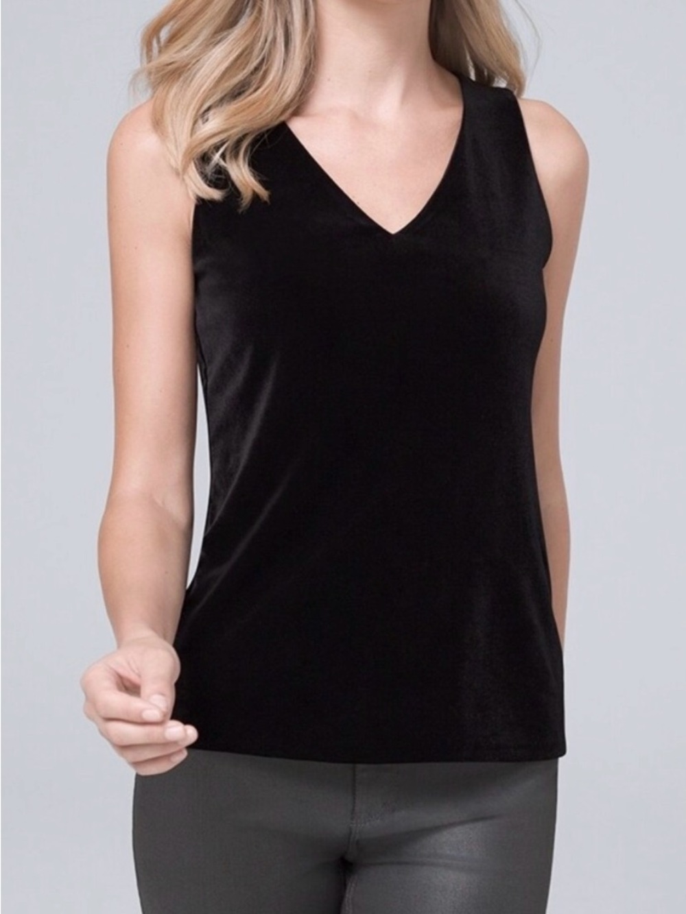WHBM Velvet V-Neck Top